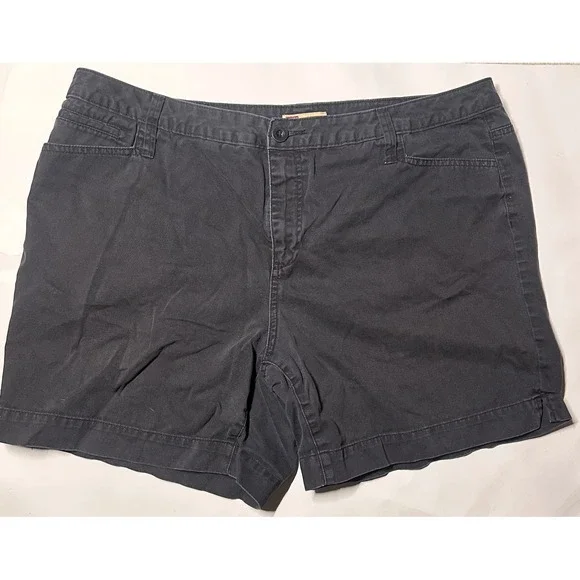 Faded Glory Womens Black Cotton Chino Shorts Size 18W FGW15303 Casual Mid Rise - Picture 1 of 5